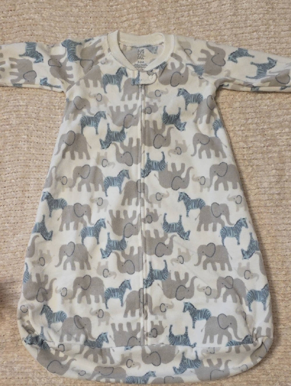 Baby Sleep Sack Pajama with Gray Elephants & Blue Zebras